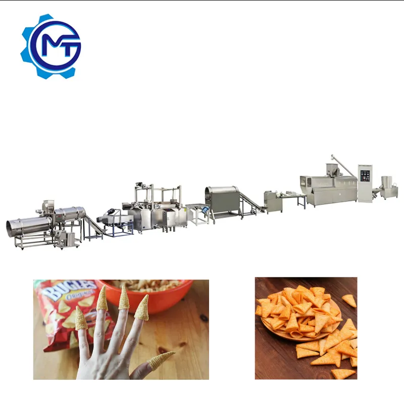 Double-Screw Extruder puffed snacks Fried Wheat Flour Bugle Sala Rice Crust Machines